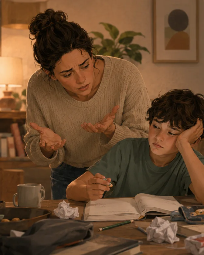 You Become the Homework Police. Homework frustration giving way to calmer, more independent focus.