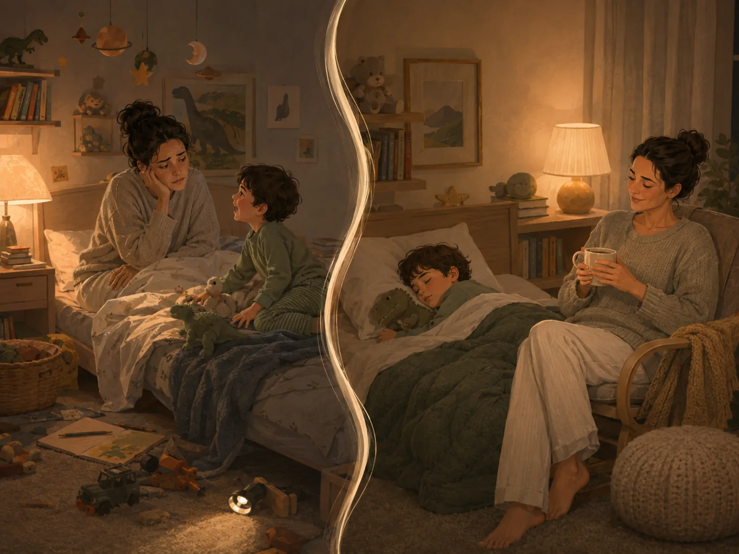 A drawn-out bedtime giving way to a calmer end to the day.